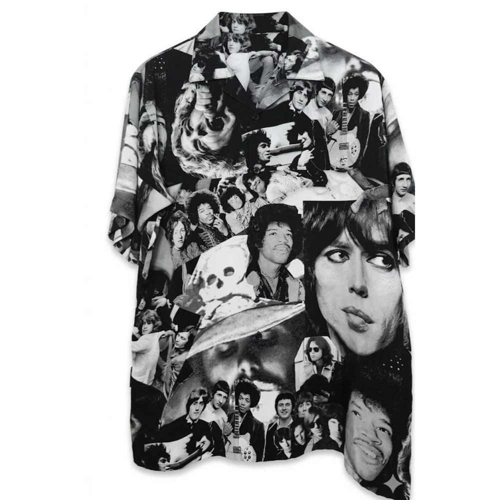 Dragonfly Vintage Rock Music Collage Graphic T-Shirt Black & White Retro